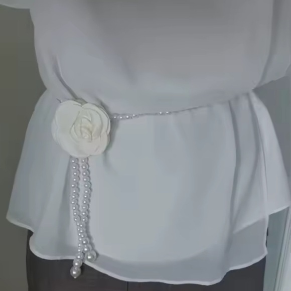 Vintage Romantic White Rose Pearl Belt main image 6